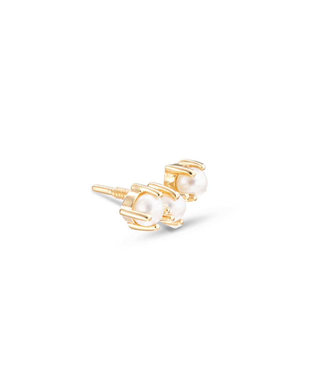 Covetear Pearl Petit Trilogy Cartilage Earring#material_14k_Yellow_Gold