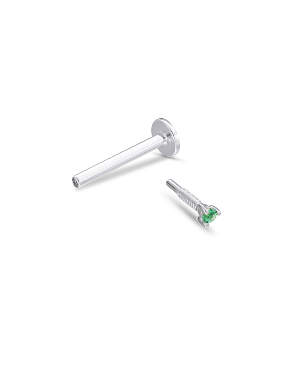 Covetear Micro Emerald Cartilage Earring#material_14k_White_Gold