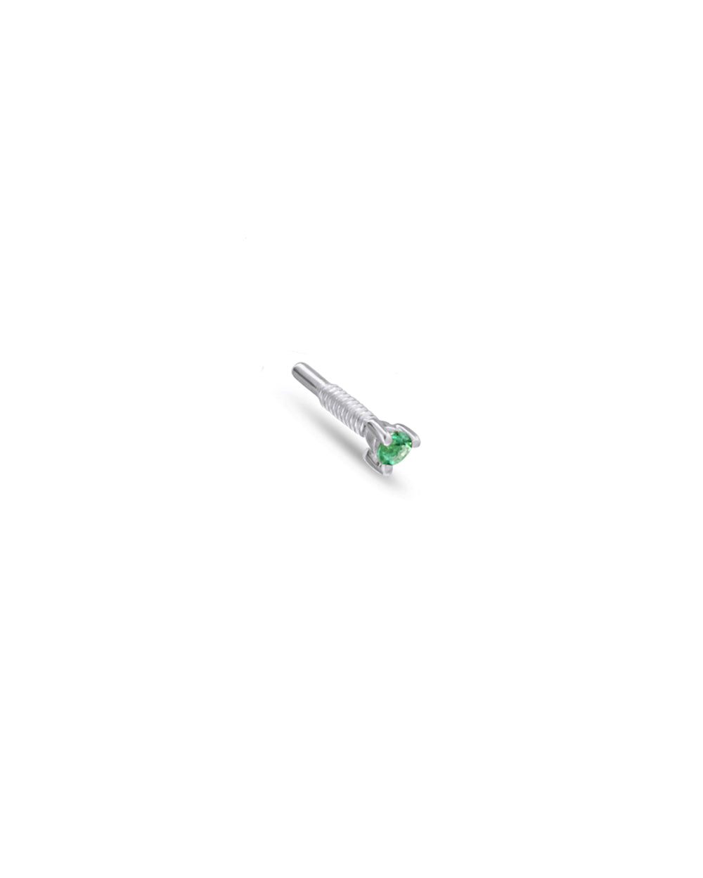 Covetear Micro Emerald Cartilage Earring#material_14k_White_Gold