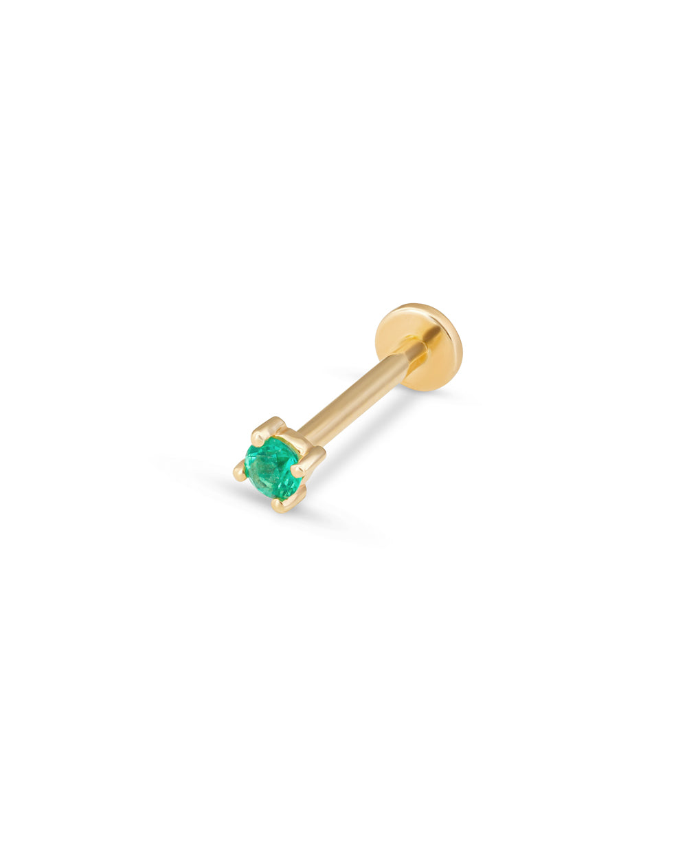 Covetear Emerald Petit Solitaire Cartilage Earring#material_14k_Yellow_Gold