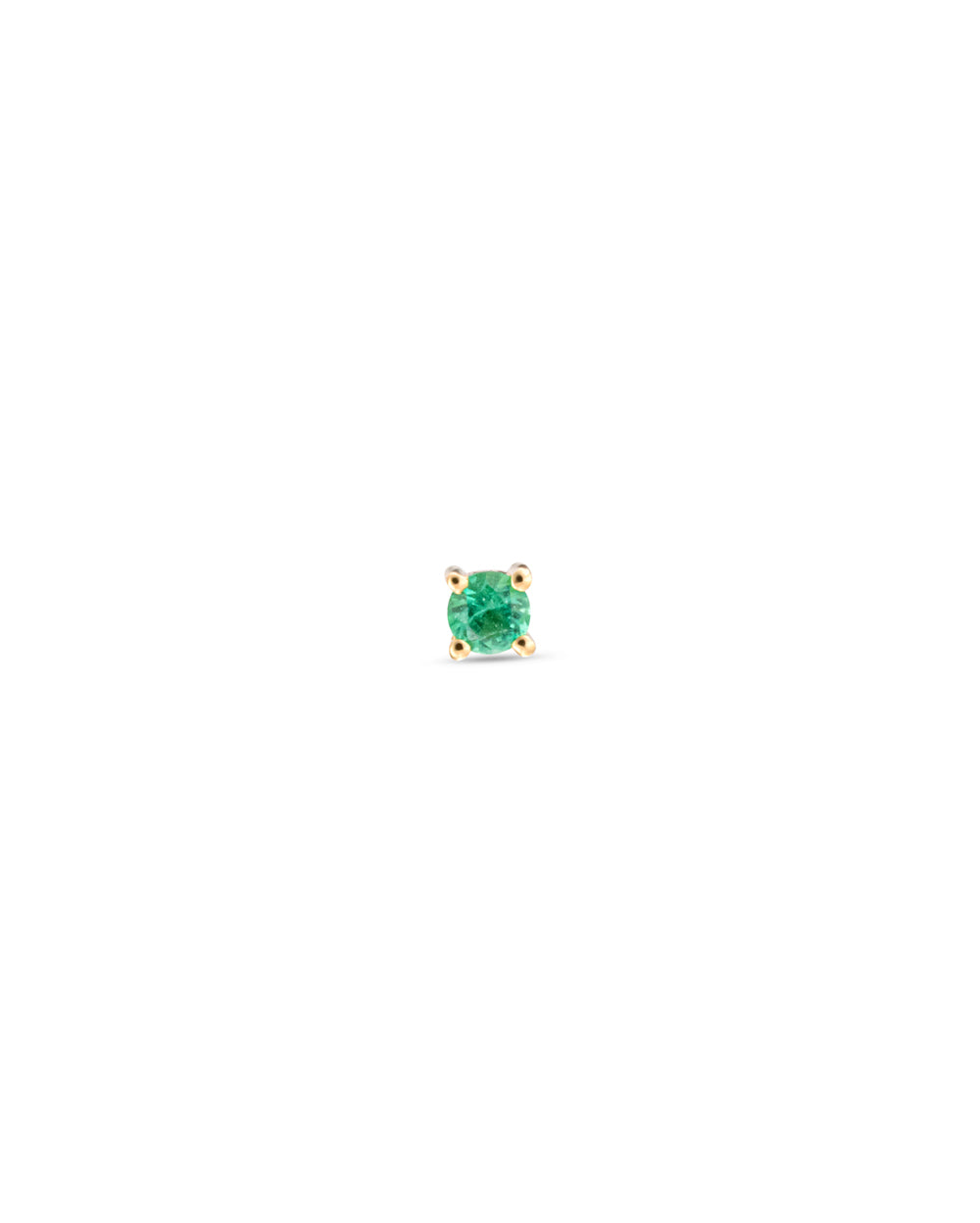 Covetear Emerald Petit Solitaire Cartilage Earring#material_14k_Yellow_Gold