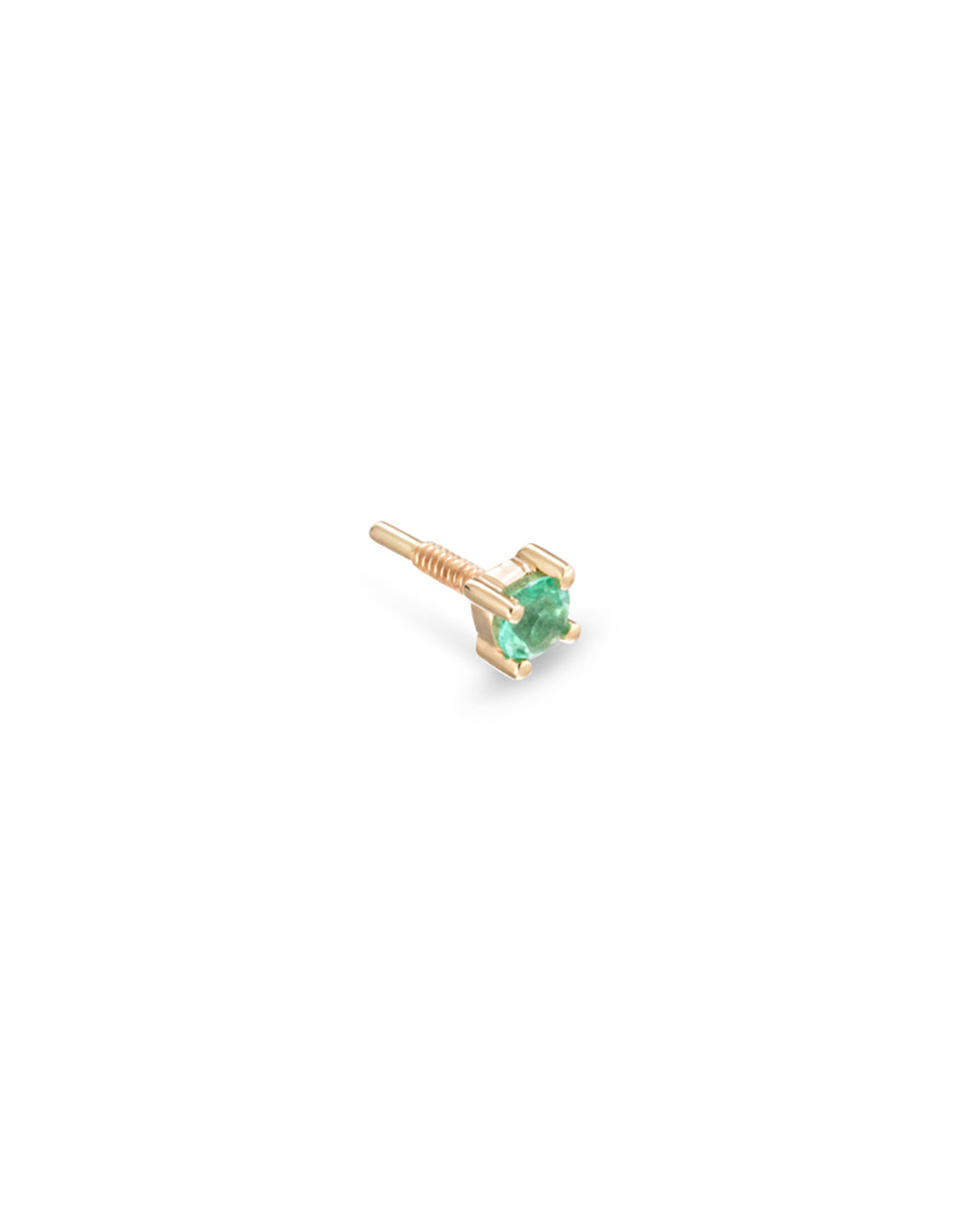 Covetear Emerald Petit Solitaire Cartilage Earring#material_14k_Yellow_Gold