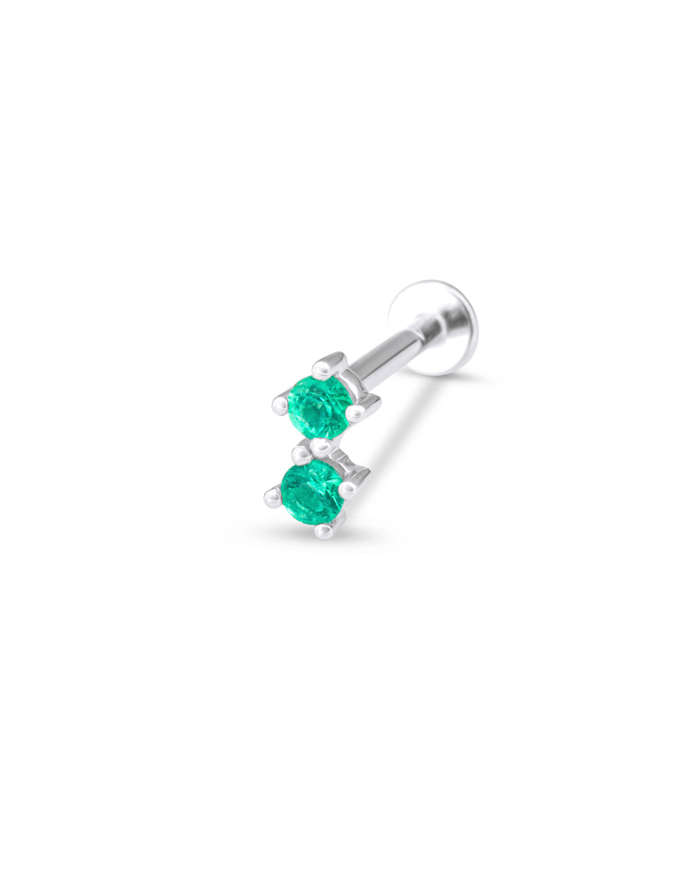 Covetear Emerald Petit Duo Cartilage Earring#material_14k_White_Gold