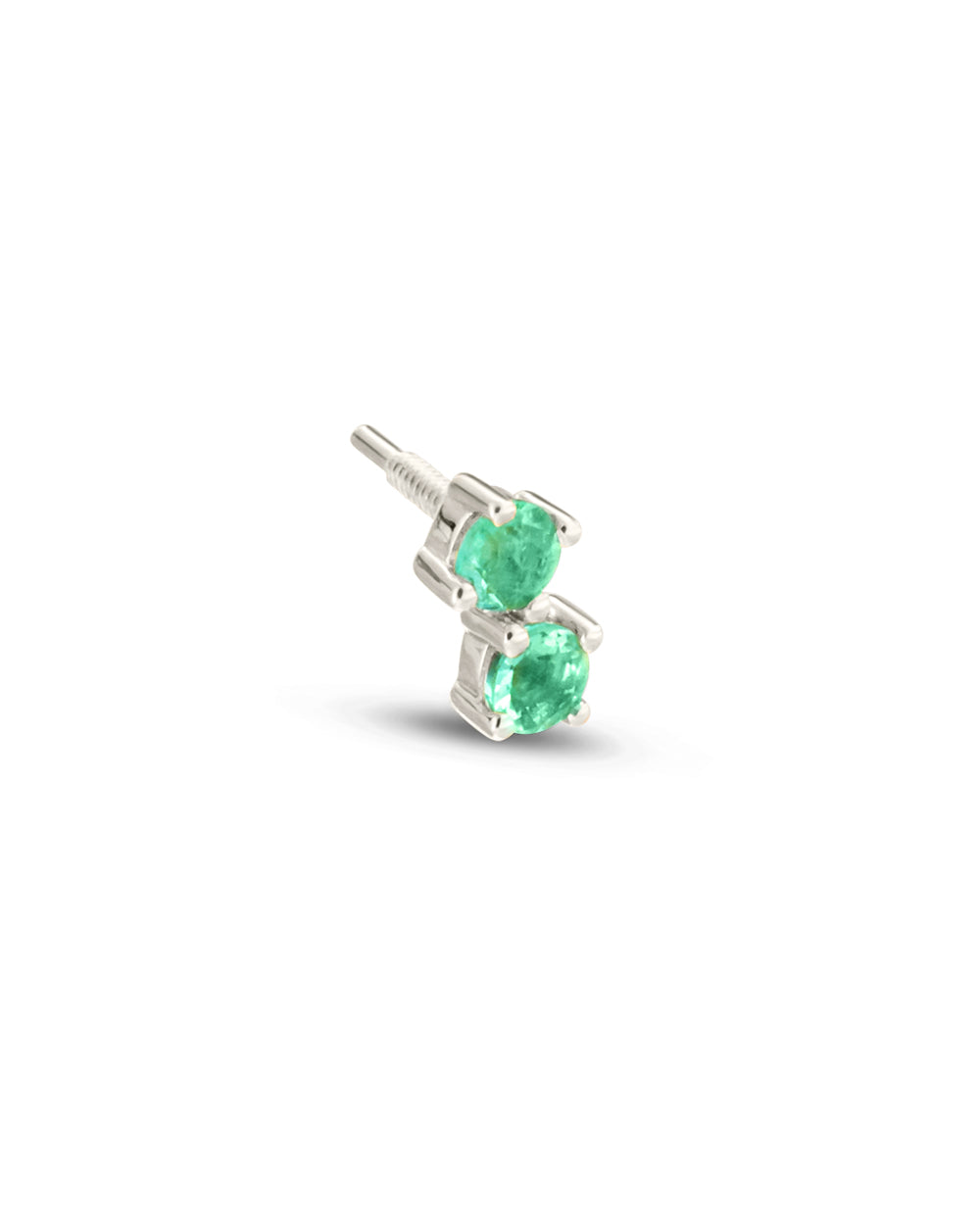 Covetear Emerald Petit Duo Cartilage Earring#material_14k_White_Gold