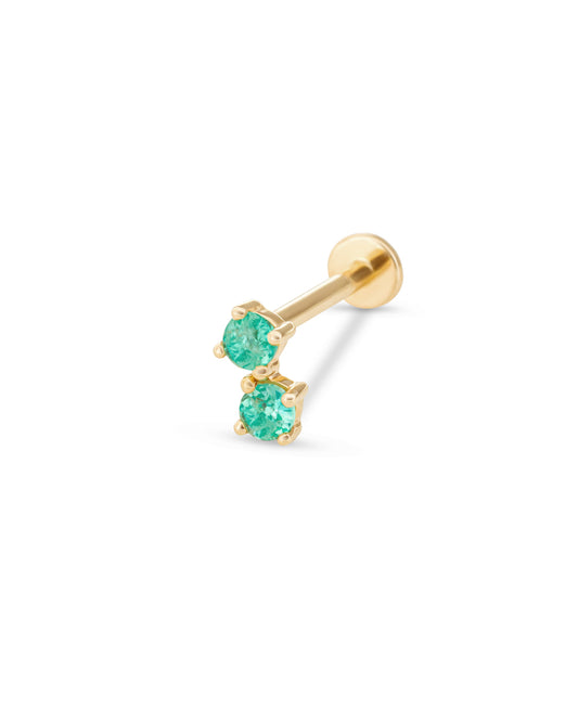 Covetear Emerald Petit Duo Cartilage Earring#material_14k_Yellow_Gold