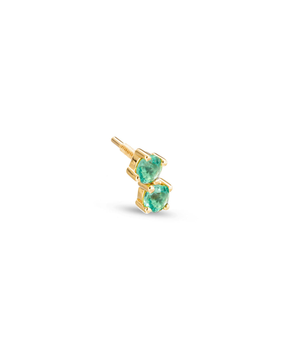 Covetear Emerald Petit Duo Cartilage Earring#material_14k_Yellow_Gold