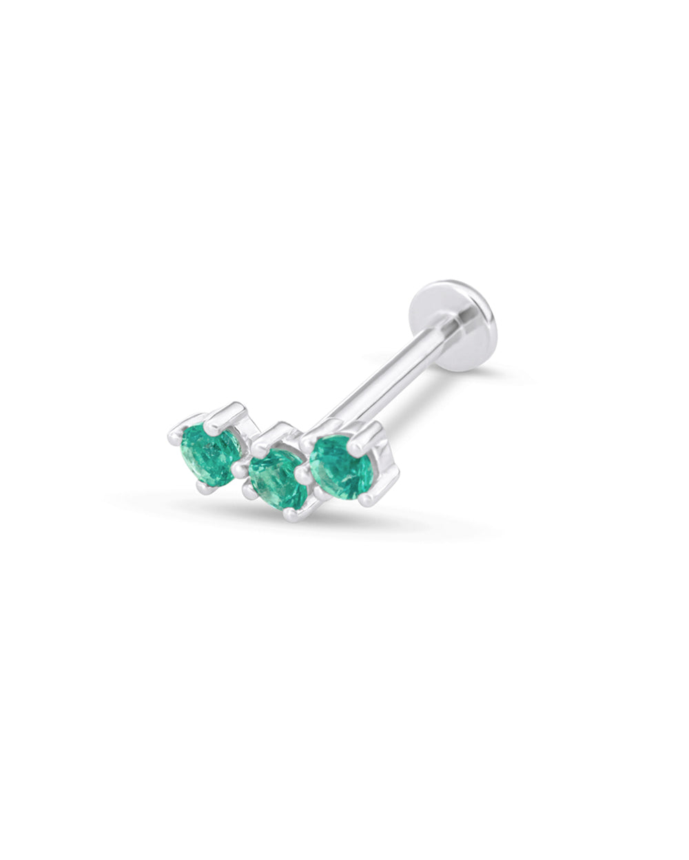 Covetear Emerald Petit Trilogy Cartilage Earring#material_14k_White_Gold