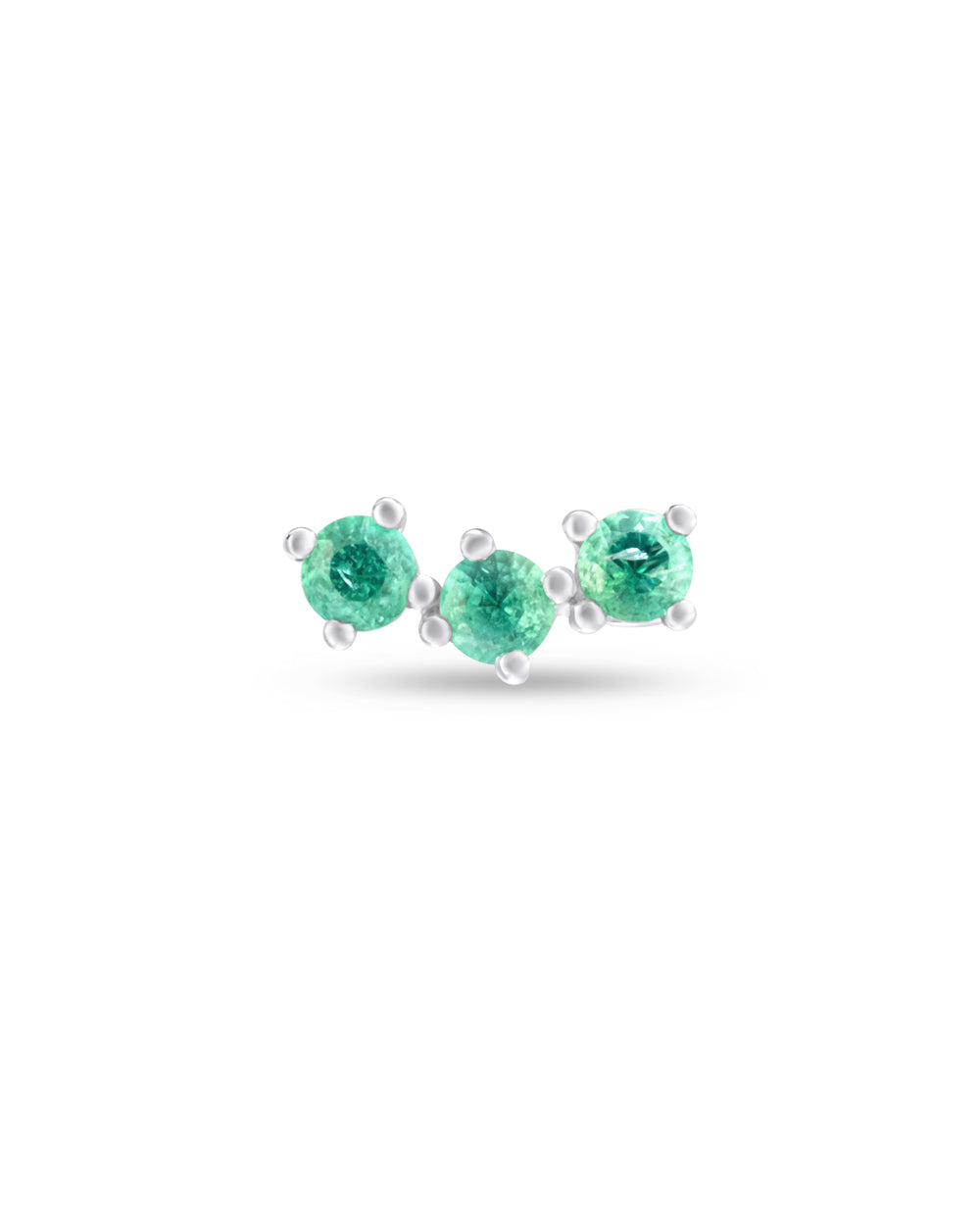 Covetear Emerald Petit Trilogy Cartilage Earring#material_14k_White_Gold