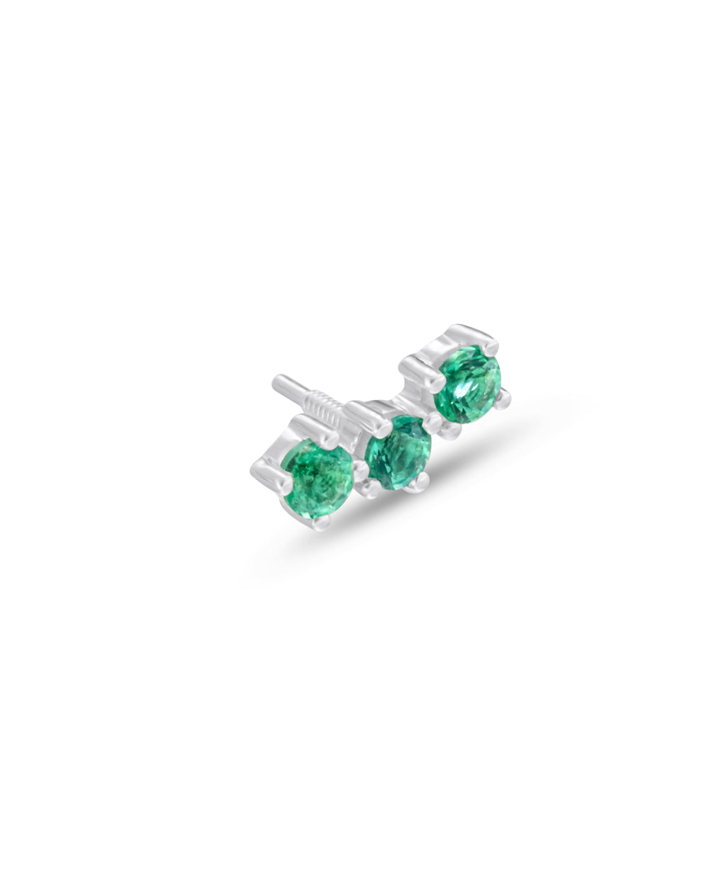 Covetear Emerald Petit Trilogy Cartilage Earring#material_14k_White_Gold