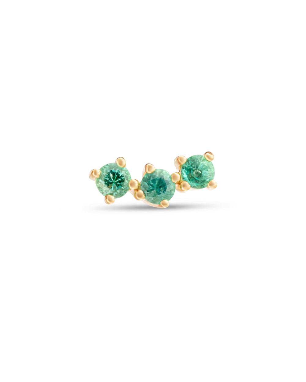 Covetear Emerald Petit Trilogy Cartilage Earring#material_14k_Yellow_Gold