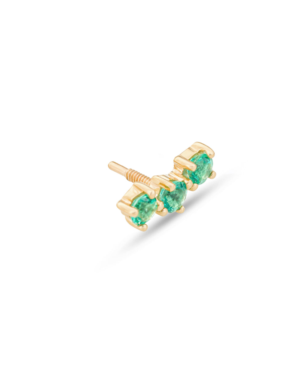 Covetear Emerald Petit Trilogy Cartilage Earring#material_14k_Yellow_Gold
