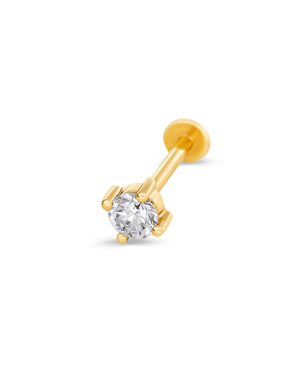 Covetear Moyenne Diamond Solitaire Cartilage Earring#material_14k_Yellow_Gold