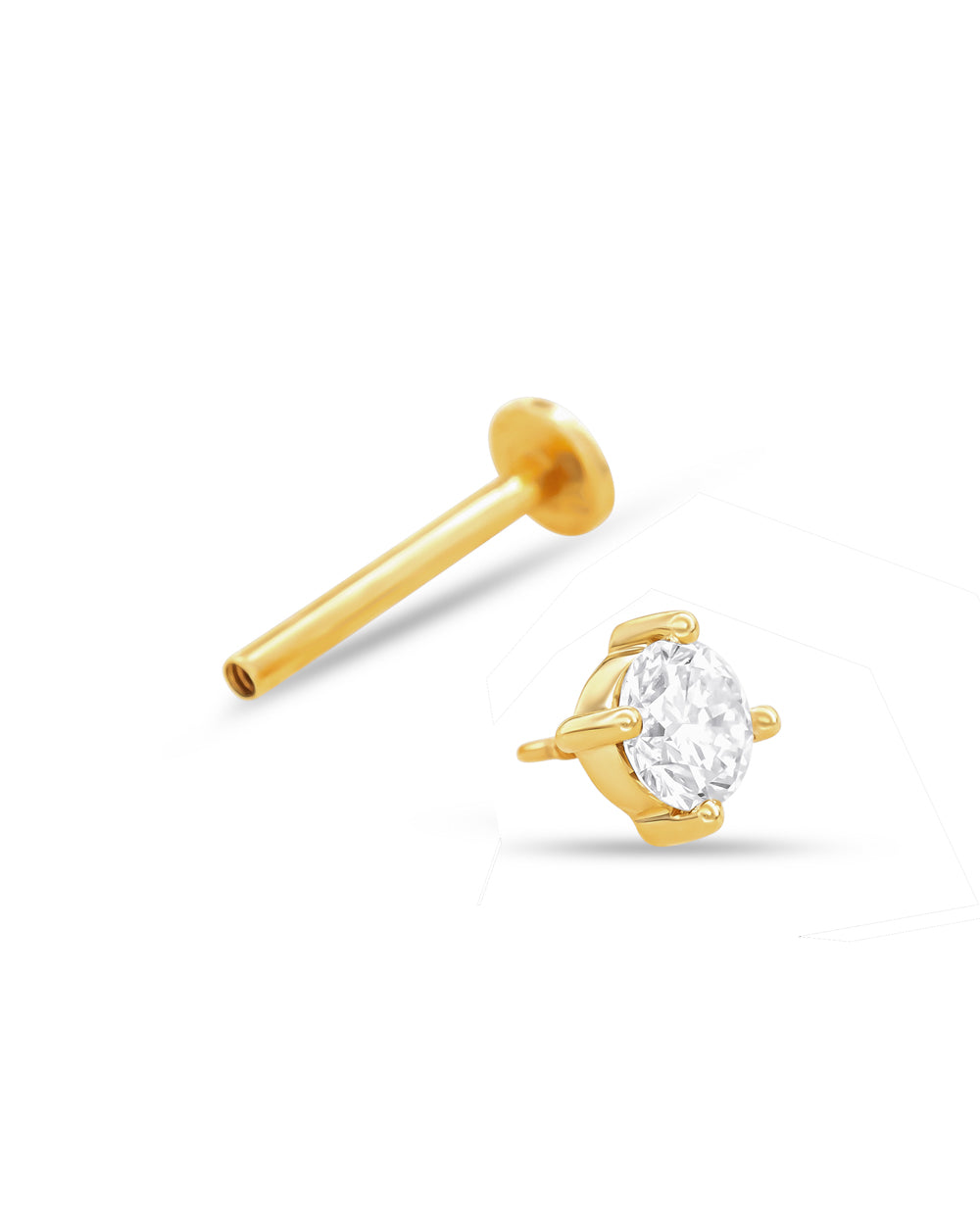 Covetear Moyenne Diamond Solitaire Cartilage Earring#material_14k_Yellow_Gold