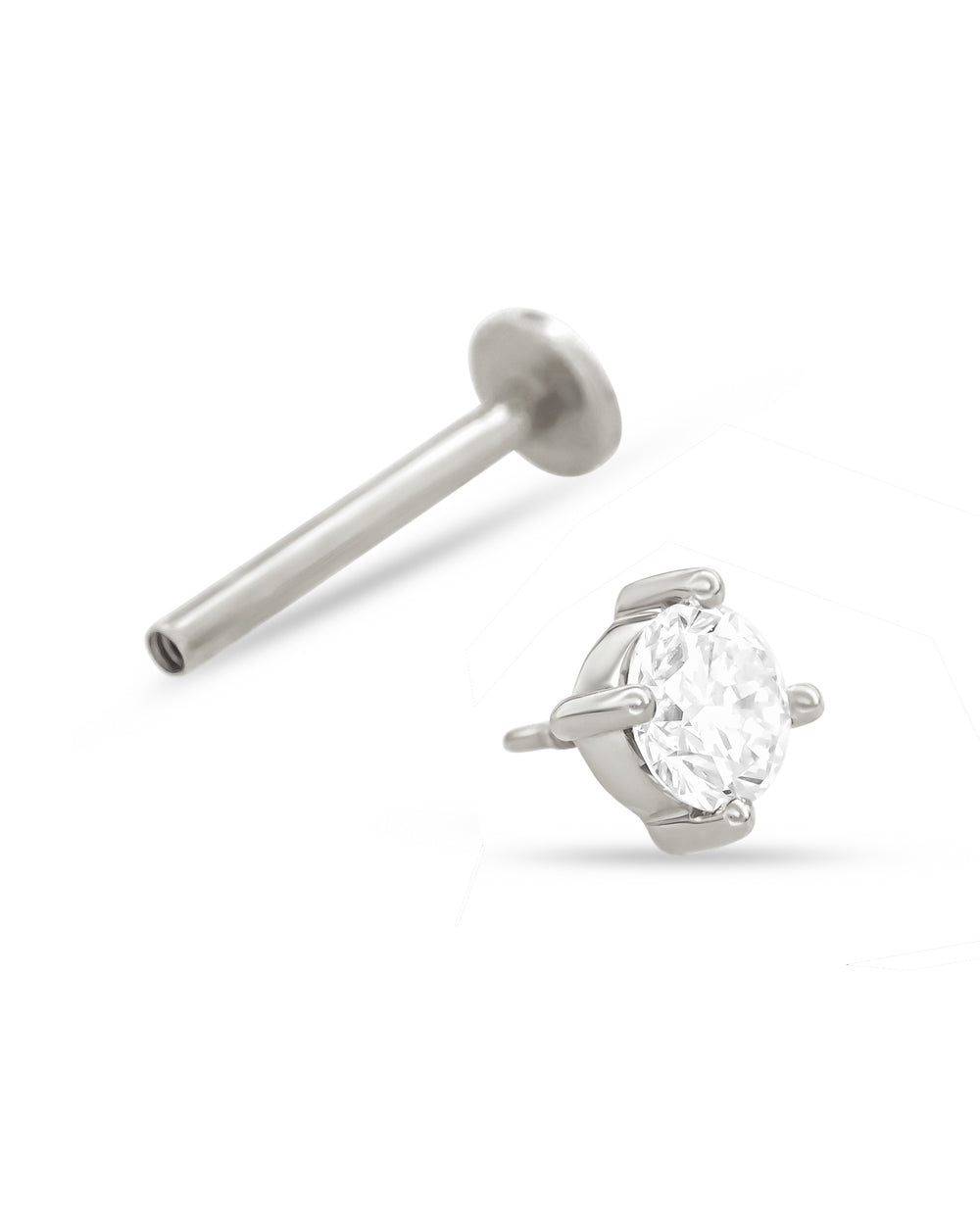 Covetear Grande Diamond 4mm Cartilage Earring#material_14k_White_Gold