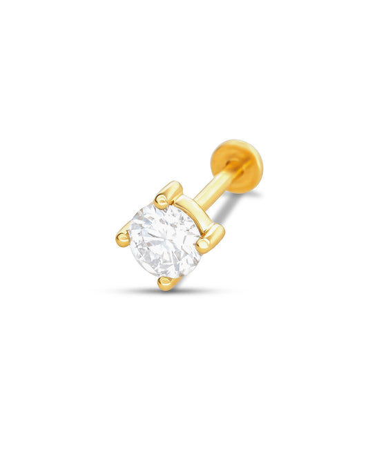 Covetear Grande Diamond 4mm Cartilage Earring#material_14k_Yellow_Gold