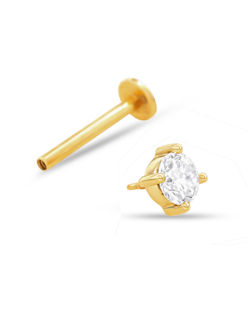 Covetear Grande Diamond 4mm Cartilage Earring#material_14k_Yellow_Gold