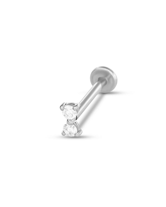 Covetear Piccolo Duo Cartilage Earring#material_14k_White_Gold