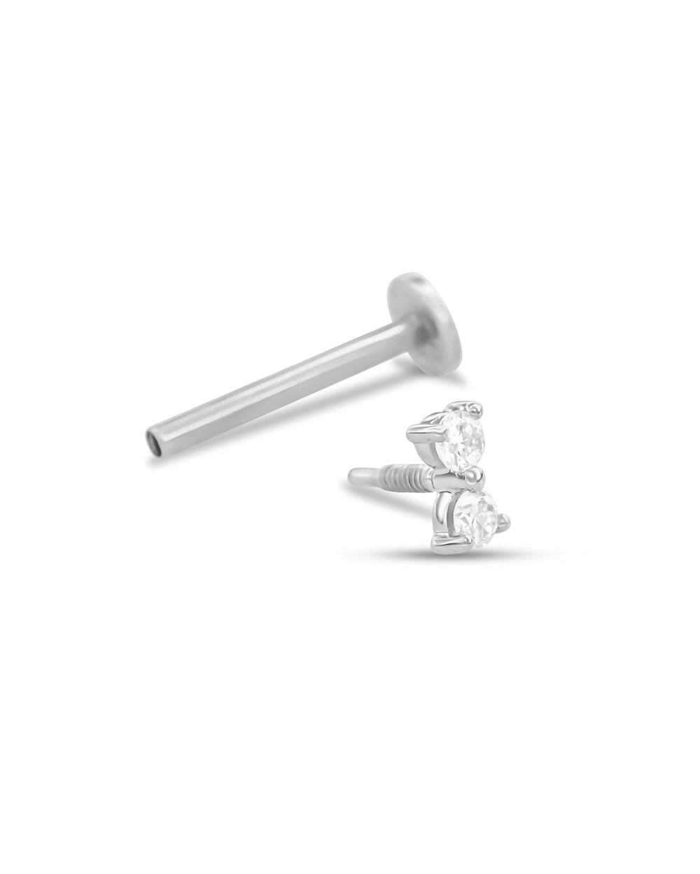 Covetear Piccolo Duo Cartilage Earring#material_14k_White_Gold