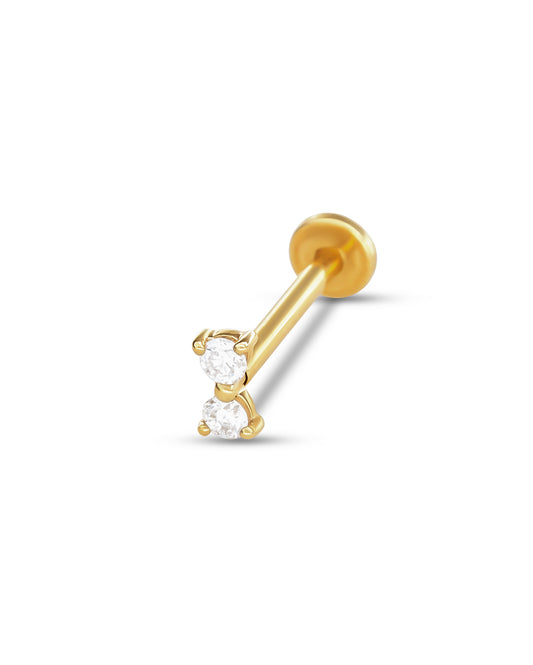 Covetear Piccolo Duo Cartilage Earring#material_14k_Yellow_Gold