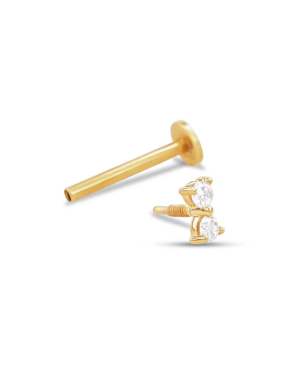 Covetear Piccolo Duo Cartilage Earring#material_14k_Yellow_Gold