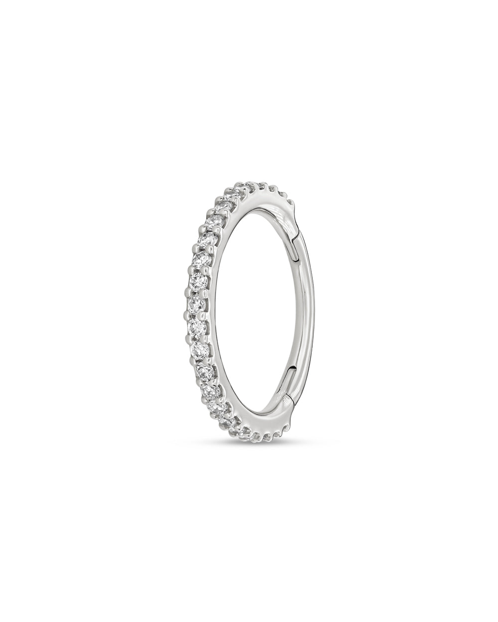 Covetear Eternite' Diamond Clicker Hoop Earring#material_14k_WhiteGold