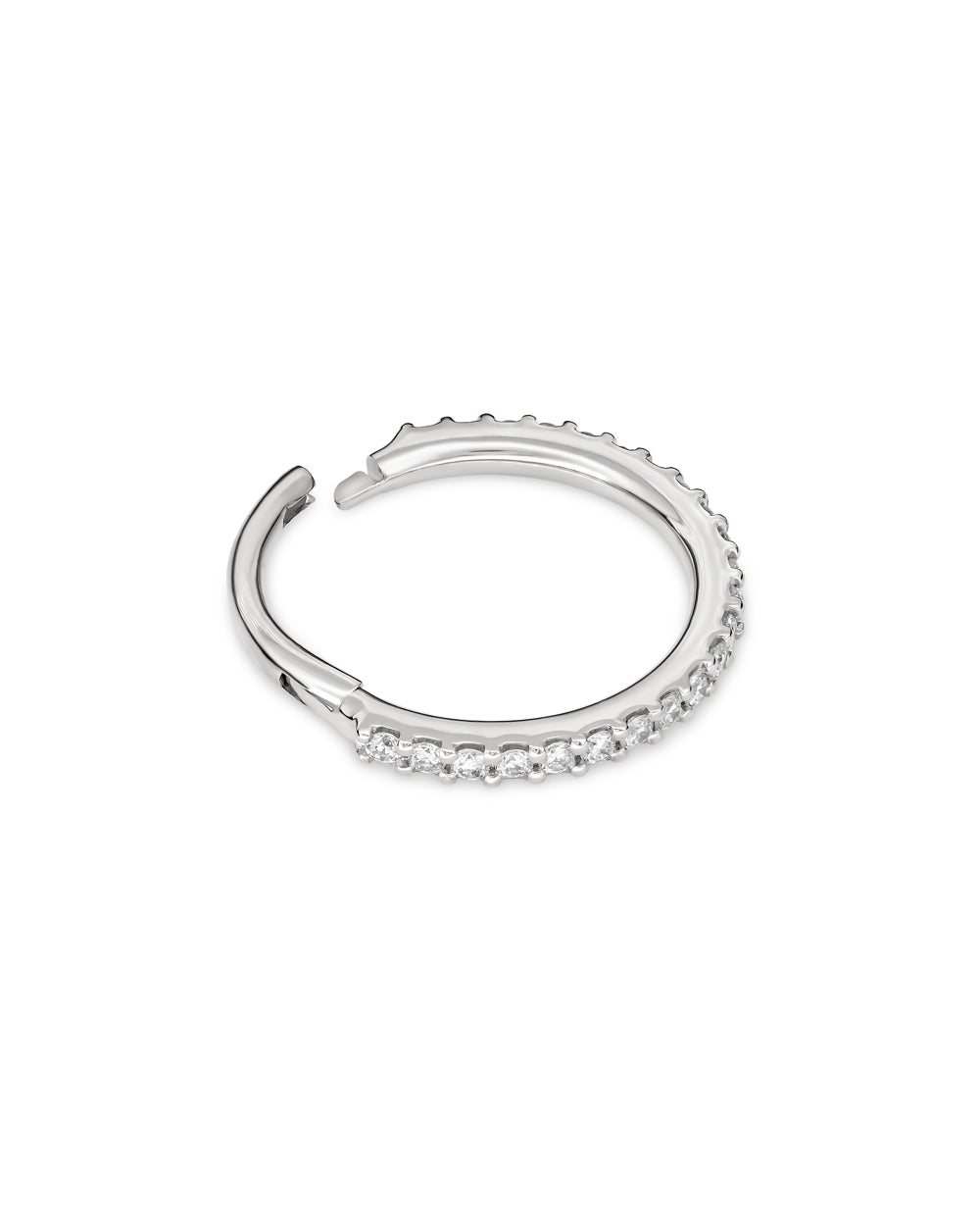 Covetear Eternite' Diamond Clicker Hoop Earring#material_14k_WhiteGold