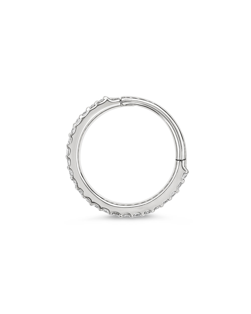 Covetear Eternite' Diamond Clicker Hoop Earring#material_14k_WhiteGold