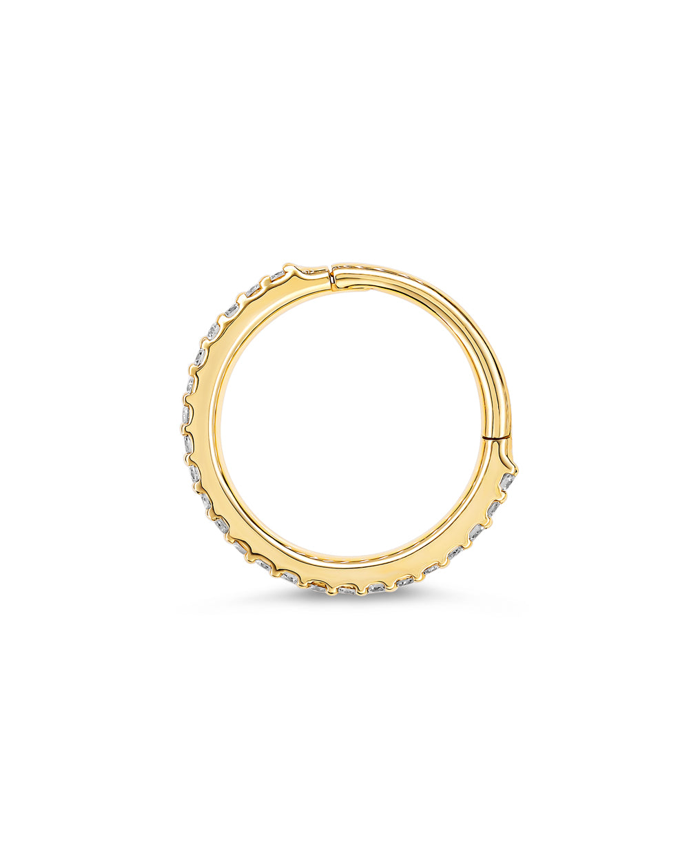 Covetear Eternite' Diamond Clicker Hoop Earring#material_14k_Yellow_Gold