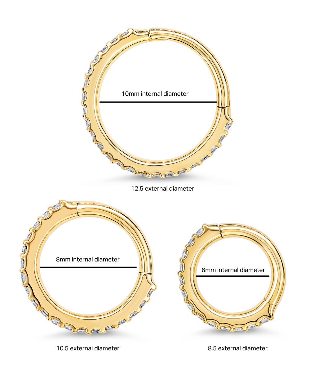 Covetear Eternite' Diamond Clicker Hoop Earring#material_14k_Yellow_Gold