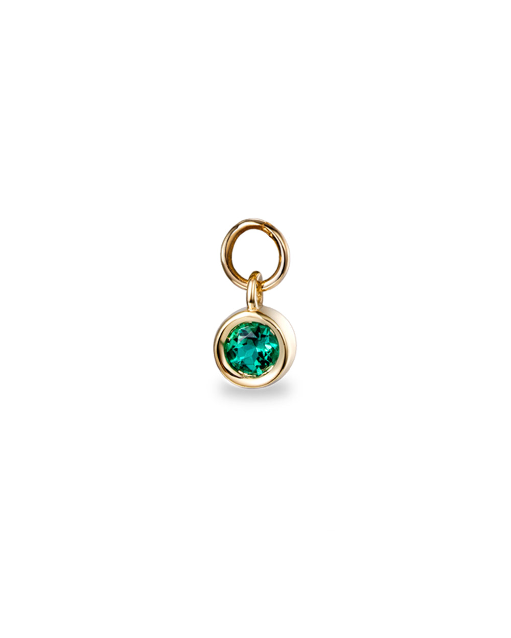 Covetear Bezel Emerald Hoop Charm#material_14k_Yellow_Gold