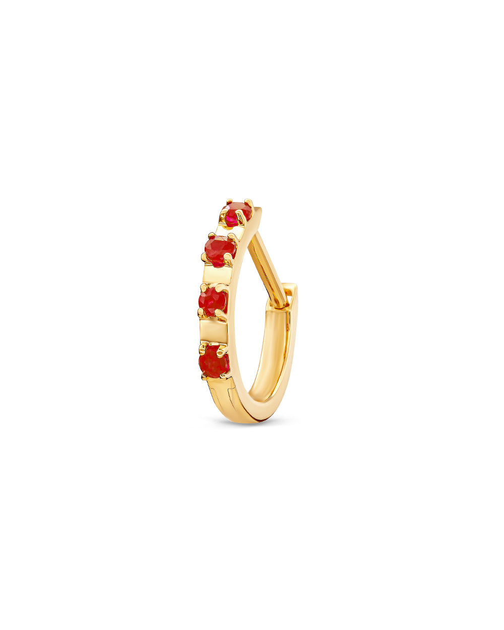 Covetear Petit Ruby Piercing Hoop#material_14k_Yellow_Gold