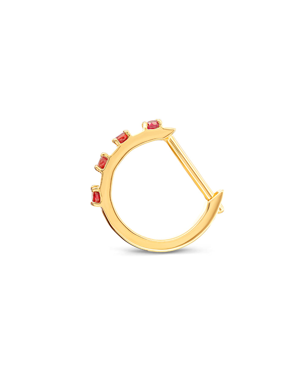 Covetear Petit Ruby Piercing Hoop#material_14k_Yellow_Gold