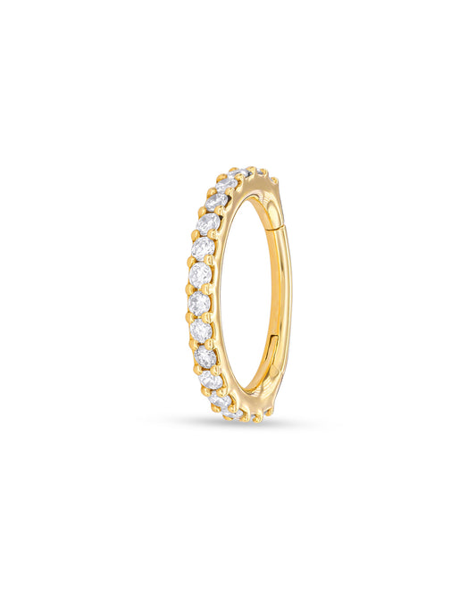 Covetear Oval Eternite' Diamond Clicker Earring#material_14k_Yellow_Gold