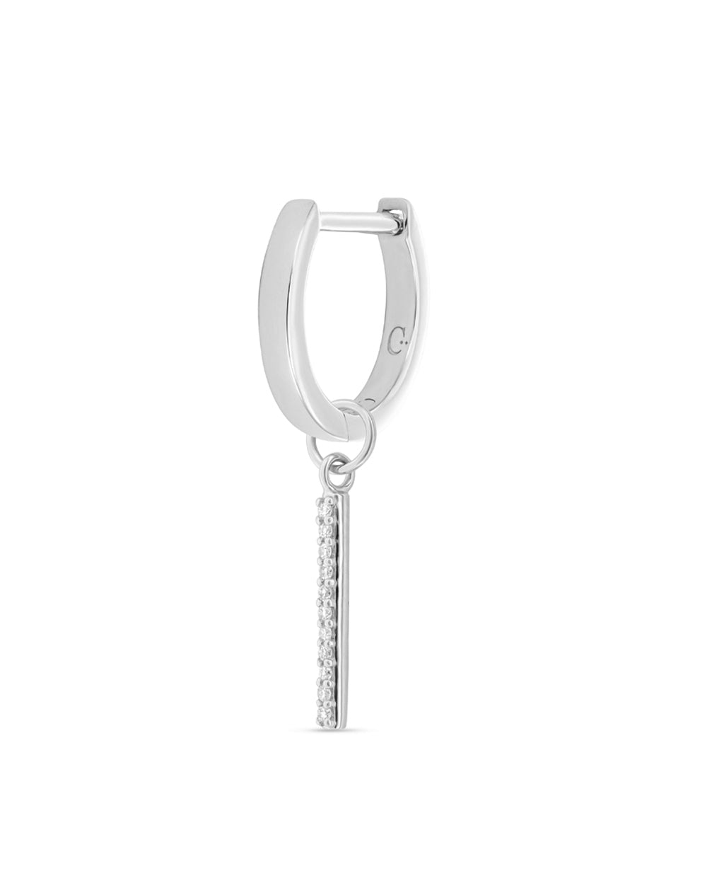 Covetear Fine Line Diamond Hoop Charm#material_14k_White_Gold