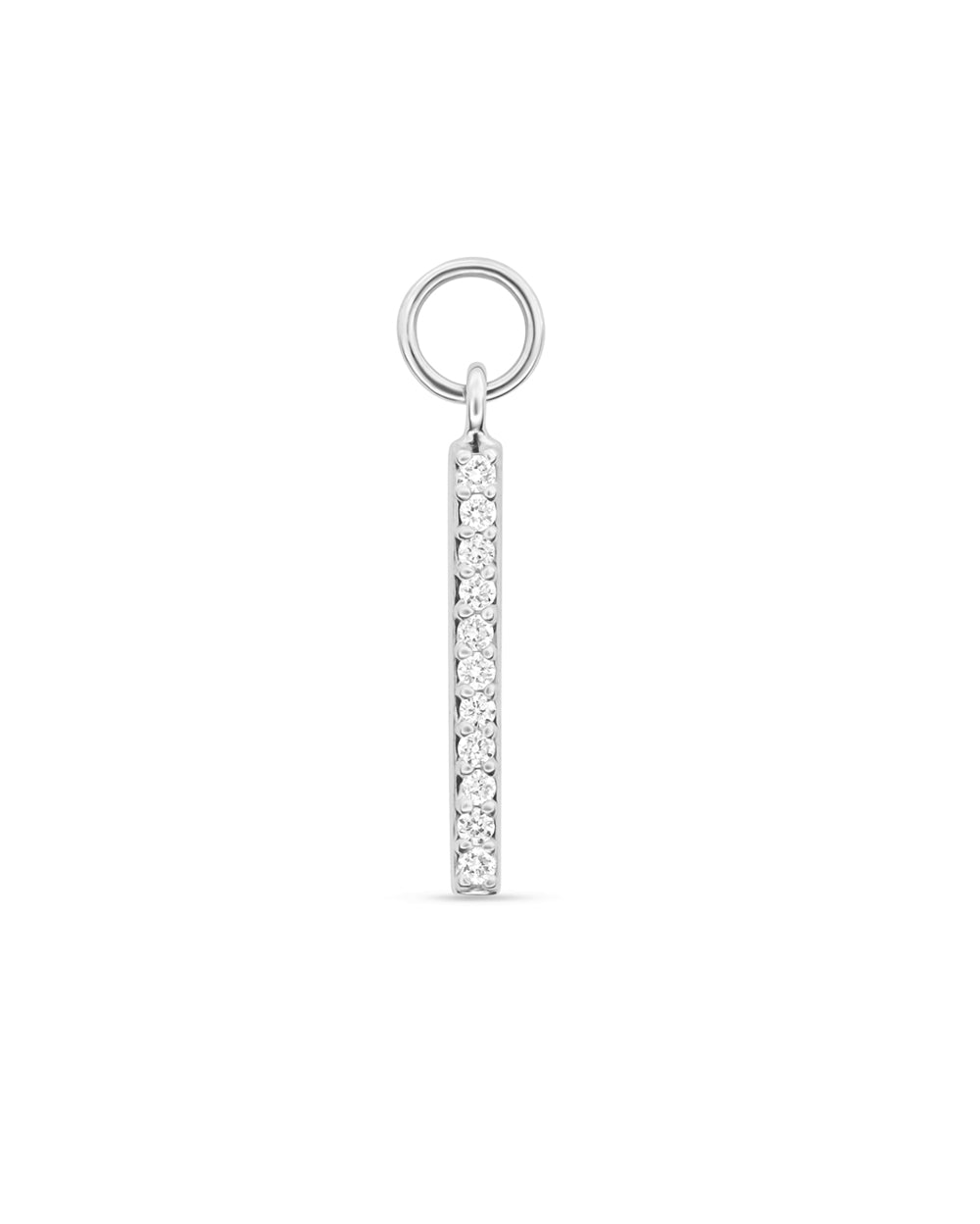 Covetear Fine Line Diamond Hoop Charm#material_14k_White_Gold