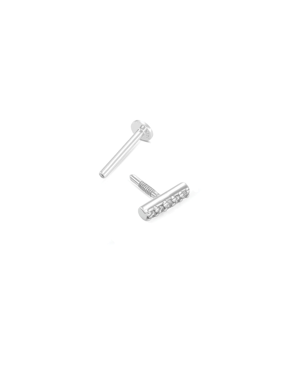 Covetear Micro Fine Line Diamond Cartilage Earring#material_14k_White_Gold