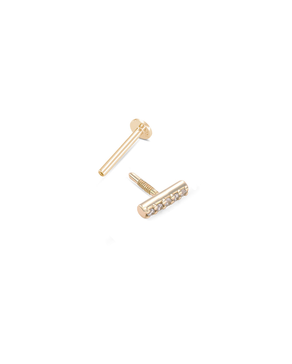 Covetear Micro Fine Line Diamond Cartilage Earring#material_14k_Yellow_Gold