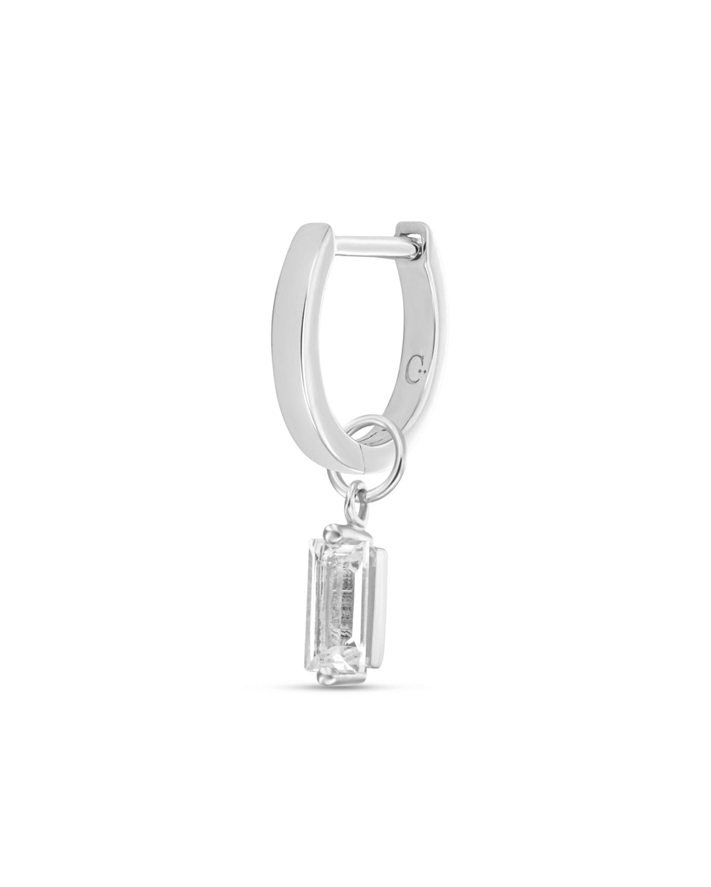 Covetear Baguette Hoop Charm#material_14k_White_Gold