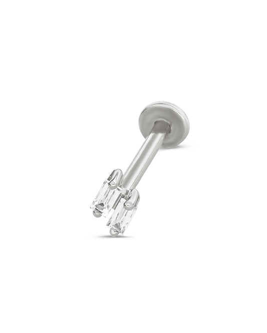 Covetear Bebe Baguette Duo Cartilage Earring #material_14k_White_Gold