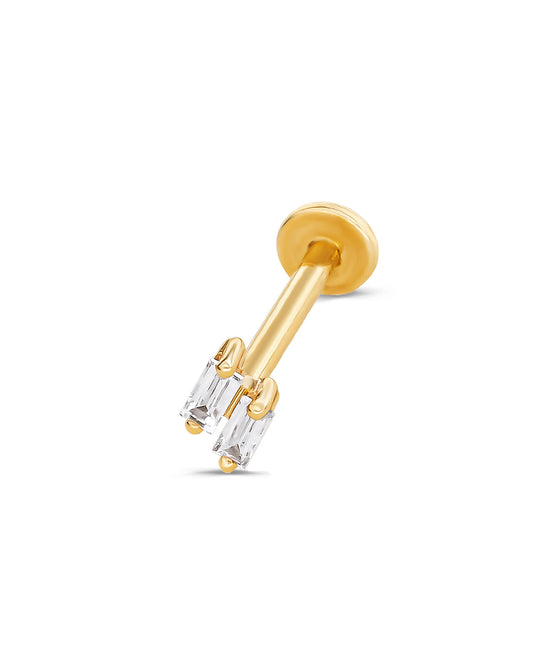 Covetear Bebe Baguette Duo Cartilage Earring #material_14k_Yellow_Gold