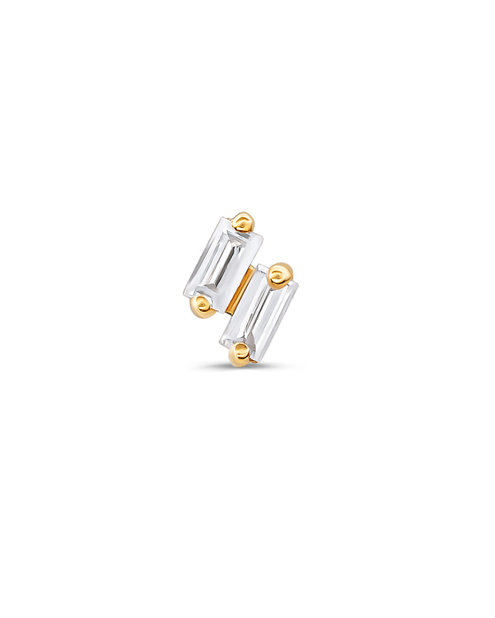 Covetear Bebe Baguette Duo Cartilage Earring #material_14k_Yellow_Gold