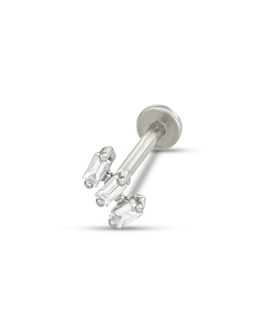 Covetear Bebe Baguette Trilogy Cartilage Earring #material_14k_White_Gold