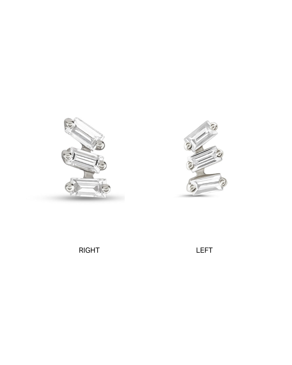 Covetear Bebe Baguette Trilogy Cartilage Earring #material_14k_White_Gold