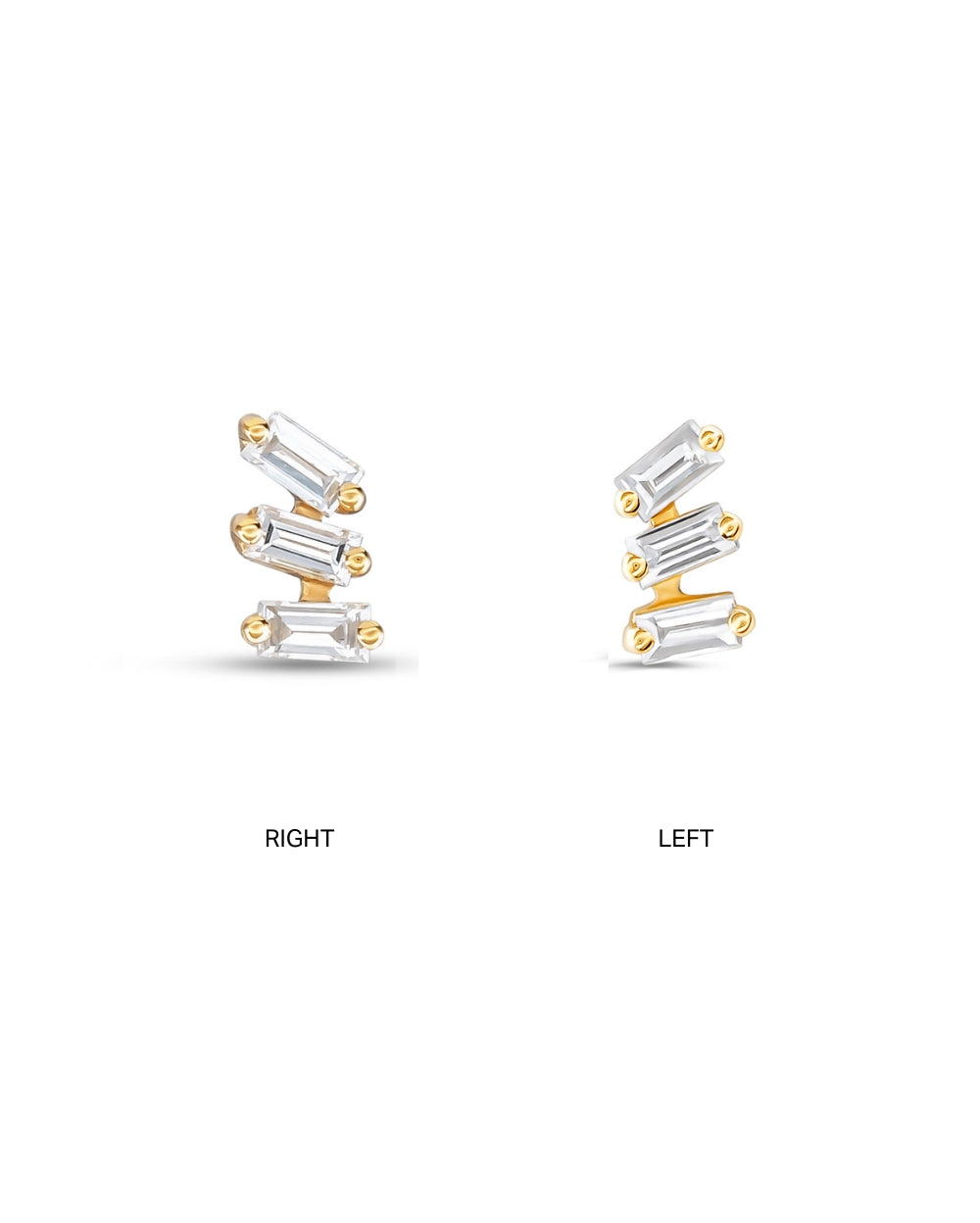 Covetear Bebe Baguette Trilogy Cartilage Earring #material_14k_Yellow_Gold