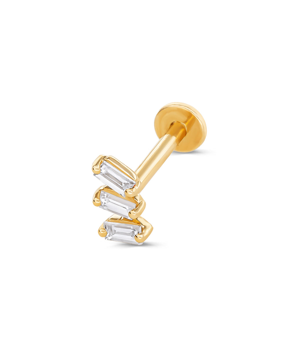 Covetear Bebe Baguette Trilogy Cartilage Earring #material_14k_Yellow_Gold