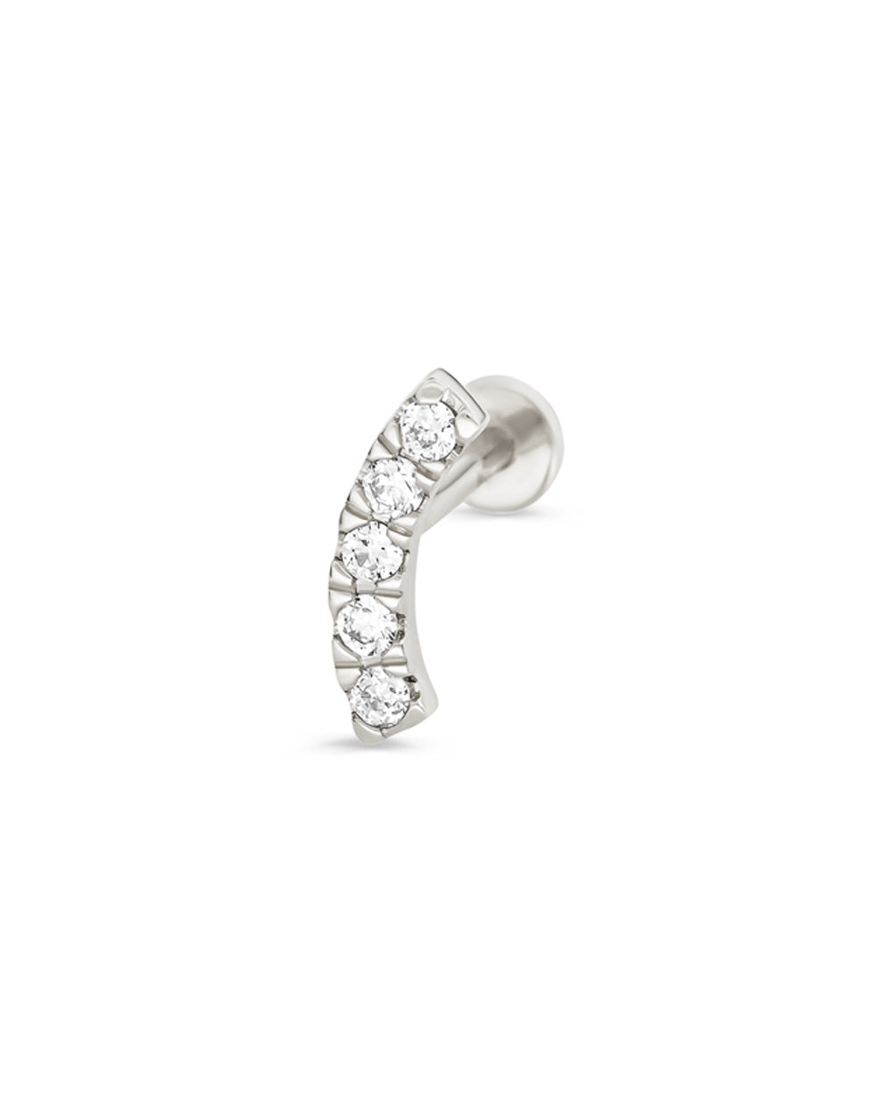 Covetear Diamond Crescent Cartilage Earring#material_14k_White_Gold