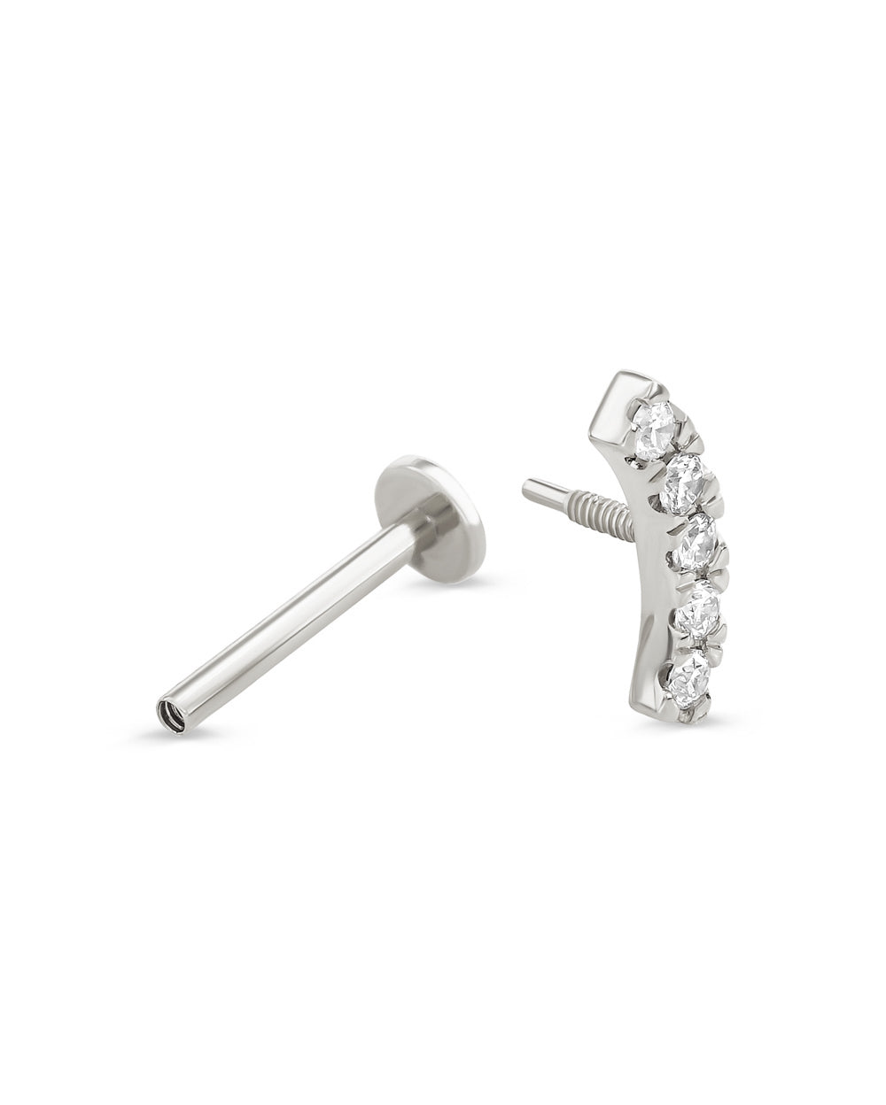 Covetear Diamond Crescent Cartilage Earring#material_14k_White_Gold