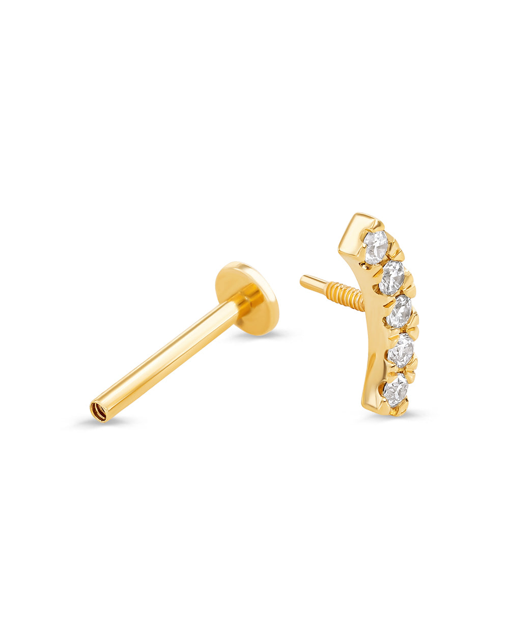 Covetear Crescent Cartilage Earring#material_14k_Yellow_Gold