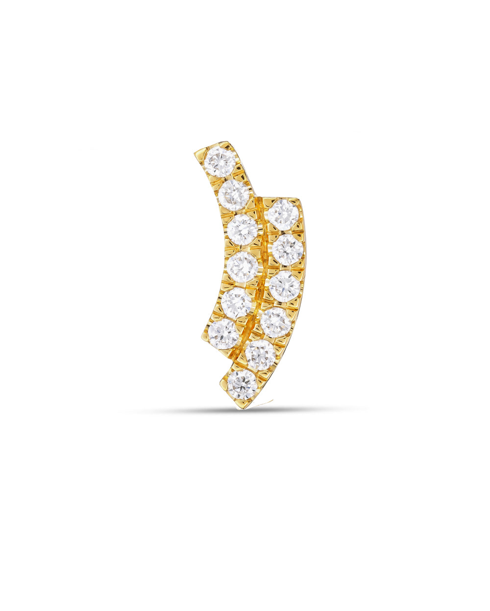 Covetear Diamond Crescent Duo Cartilage Earring#material_14k_Yellow_Gold