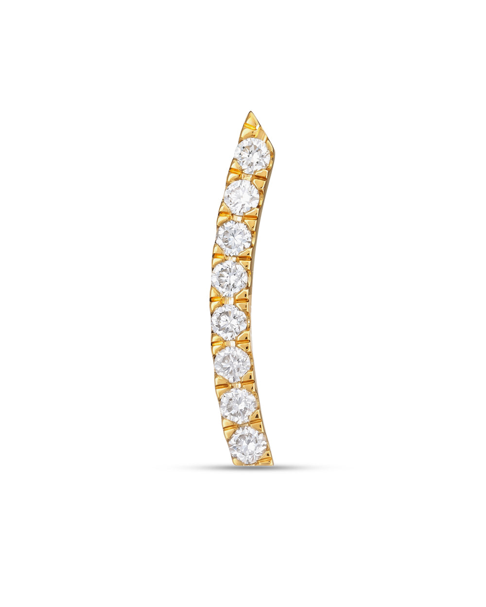 Covetear Diamond Crescent Bar Cartilage Earring#material_14k_Yellow_Gold